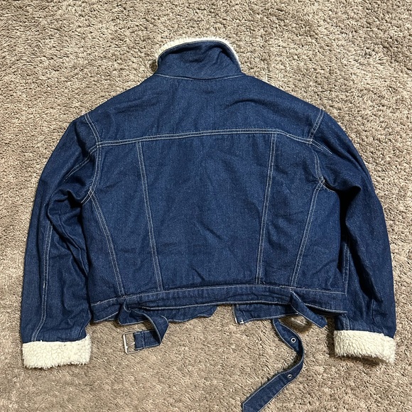 Vintage Pacsun Women's Sherpa Bomber denim jacket 00s size small - Picture 6 of 8